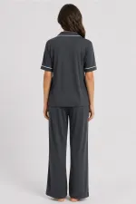 Ensemble pyjama modal anthracite pour femme, style égyptien