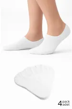Mısırlı Kadın Pamuklu Süper Fit 4'Lü Sneaker Çorap Beyaz
