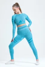 Mısırlı Kadın Kalça Toparlayıcı Çemberli Crop-Tayt Takım Petrol Yeşili