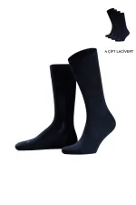 Erkek Organik Pamuklu Kışlık 4 Çift Soket Çorap Lacivert