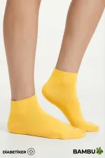 Unisex Bambu Diyabetik Sneaker Çorap Hardal