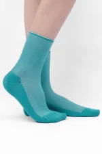 Mısırlı Kadın Bambu Tekli Diabetiker Lastiksiz Soket Çorap Mavi