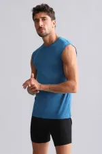 Mısırlı Modal By TENCEL HERCULES Slim Fit Bisiklet Yaka Sporcu Atlet / T-Shirt Petrol