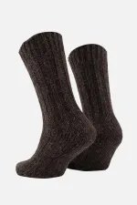 Mısırlı Unisex 5 Kat Alpaka Yünü Kışlık Tekli Soket Çorap Kahverengi