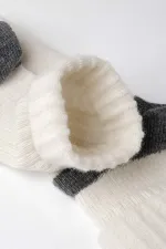 Mısırlı Kadın Alpaka Yünü Kışlık Kıvrık Tekli Soket Çorap Ekru