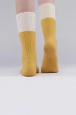 Mısırlı Kadın Soft Peluş Termal Tekli Soket Çorap Sarı