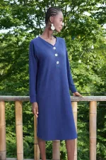 Mısırlı Kadın Kaşkorse Elbise İndigo