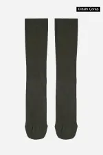 Chaussettes hautes unisexes en coton biologique égyptien, style aviateur et pilote, avec technologie de serrage spéciale, kaki foncé