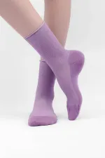 Chaussettes égyptiennes en bambou pour femmes diabétiques, sans élastique, violettes