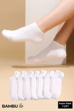 BAMBU Kadın Kutulu 7 Çift Patik Çorap Beyaz