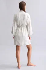 Mısırlı Kadın Saten Kısa Sabahlık Gri