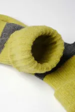 Mısırlı Kadın Alpaka Yünü Kışlık Kıvrık Tekli Soket Çorap Yeşil