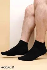 MODAL Erkek Kutulu 7 Çift Patik Çorap Siyah MODAL Erkek Kutulu 7 Çift Patik Çorap Siyah