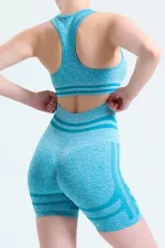 Mısırlı Kadın Kalça Toparlayıcı Çemberli Bralet-Şort Tayt Takımı Petrol Yeşili