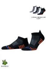 Mısırlı Unisex BAMBU HIGH PERFORMANCE Atletik 6 Çift Patik Çorap Çok Renkli