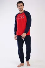 Mısırlı Erkek Polar Uzun Kollu Pijama Takımı Vişne