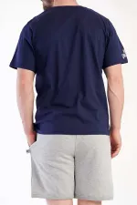 Mısırlı Erkek Pamuklu Kısa Kol Şort Pijama Takımı Lacivert