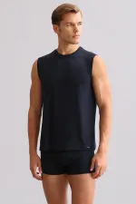Mısırlı ORGANIC Pamuklu ZEUS LUXURY Regular Fit Bisiklet Yaka Sporcu Atlet / T-Shirt Lacivert