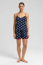 Mısırlı Kadın Modal Puantiyeli İp Askılı Şort Takımı Lacivert