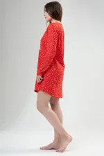 Mısırlı Kadın Pamuklu Uzun Kollu Sabahlık Kırmızı