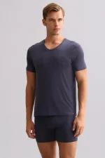 Débardeur/T-shirt de luxe en bambou égyptien Zeus, coupe classique, col en V, anthracite