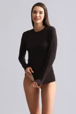 Débardeur/sweat-shirt à manches longues et col rond en modal égyptien TENCEL BRITT, marron