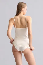 Modal By TENCEL SARAH Mısırlı Thin Strap Tank Top, Ecru