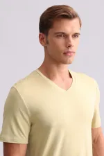 Mısırlı Erkek Bambu V Yaka Tişört Adaçayı Yeşili