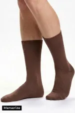 Egyptian Men's Mercerized Single Summer Ankle Socks Light Brown
