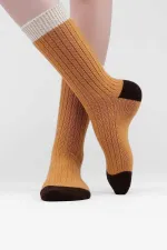 Mısırlı Women's Lambswool Single Socket Socks Saffron
