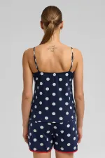 Mısırlı Kadın Modal Puantiyeli İp Askılı Şort Takımı Lacivert