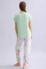 Mısırlı Kadın Örme Kısa Kol T-Shirt Yeşil