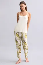 Mısırlı Kadın Dokuma Dar Paça Pantolon Yeşil