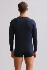 Mısırlı Modal By TENCEL HERCULES Slim Fit Bisiklet Yaka Uzun Kollu Fanila / T-Shirt Lacivert