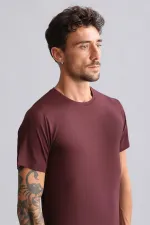 Mısırlı Modal By TENCEL HERCULES Slim Fit Bisiklet Yaka Fanila / T-Shirt Bordo