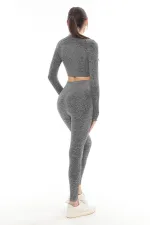 Mısırlı Kadın Spor Tayt Takımı Gri Melanj