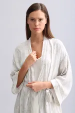 Mısırlı Kadın Saten Kısa Sabahlık Gri