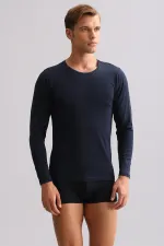 Mısırlı Modal By TENCEL HERCULES Slim Fit Bisiklet Yaka Uzun Kollu Fanila / T-Shirt Lacivert