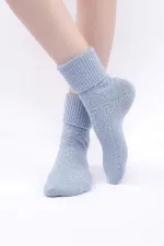 Chaussettes simples incurvées en laine de mouton pour femmes égyptiennes, bleues