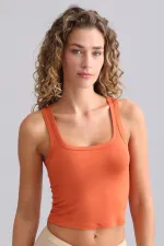 Mısırlı Modal By TENCEL U HELEN Kalın Askılı Crop / T-Shirt Pas Kırmızı