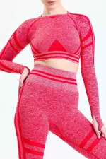 Mısırlı Kadın Kalça Toparlayıcı Çemberli Crop-Tayt Takım Kırmızı