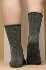 Mısırlı Kadın Bambu Gümüş Simli Soket Çorap Yeşil