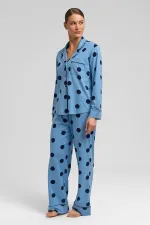 Mısırlı Kadın Modal Örme Puantiyeli Pijama Alt / Pantolon Bebe Mavisi