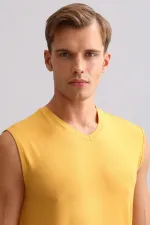 Mısırlı BAMBOO ZEUS LUXURY Regular Fit V-Neck Athletic Tank Top/T-Shirt Mustard
