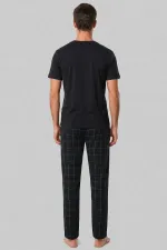 Mısırlı Erkek Pamuk İnce Ekoseli Alt Pijama Siyah-Mint Mısırlı Erkek Pamuk İnce Ekoseli Alt Pijama Siyah-Mint