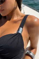 Mısırlı Aksesuarlı Double Dolgulu Bikini Takım Siyah