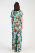 Mısırlı Kadın Viskon Desenli Pantolon Takımı Turkuaz