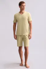 Mısırlı Erkek Bambu V Yaka Tişört Adaçayı Yeşili