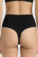 Egyptian Laser Cut High Waist Thong Black