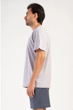 Mısırlı Erkek Pamuklu Kısa Kol Şort Pijama Takımı Gri